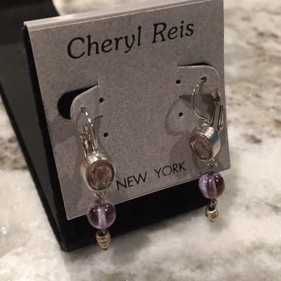 Purple Beaded Earrings - Picture 2 of 5